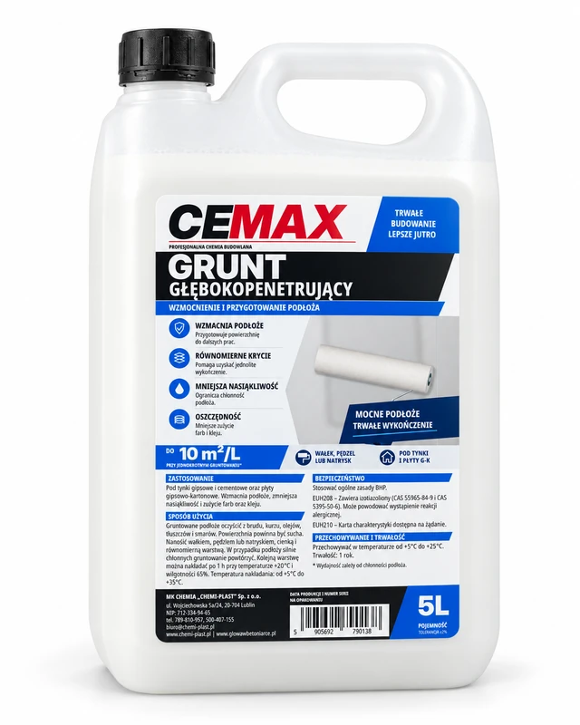 Grunt głęboko penetrujący polimerowo-akrylowy CEMAX 5L