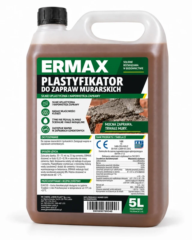 CEMAX Plastyfikator do zapraw murarskich erMAX 5L