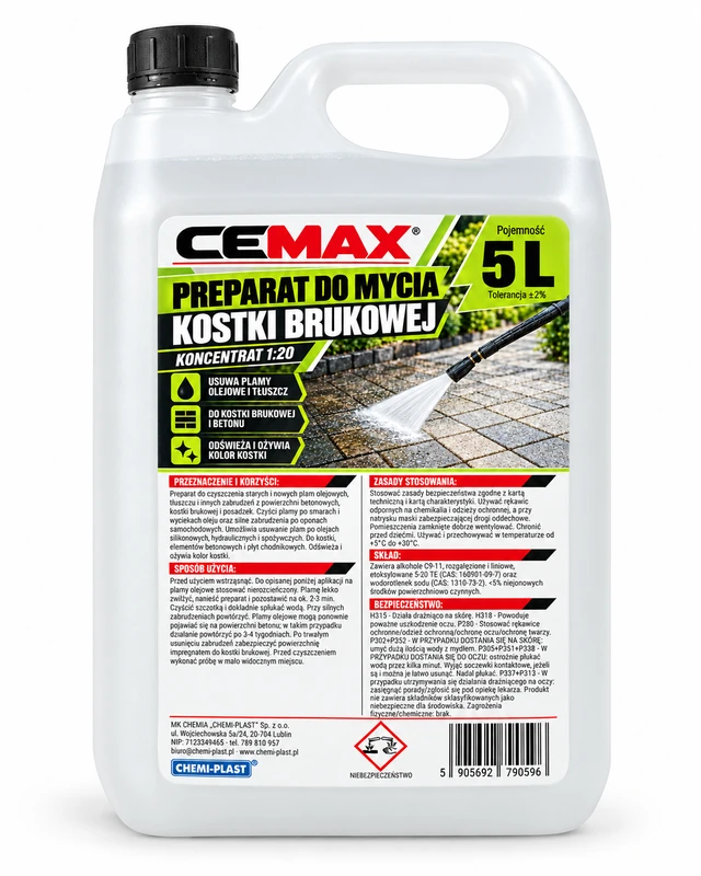 CEMAX Preparat do mycia kostki brukowej [KONCENTRAT 1:20] 5L