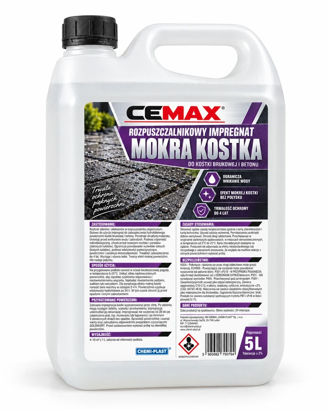 CEMAX Rozpuszczalnikowy impregnat do kostki brukowej "MOKRA KOSTKA" 5L