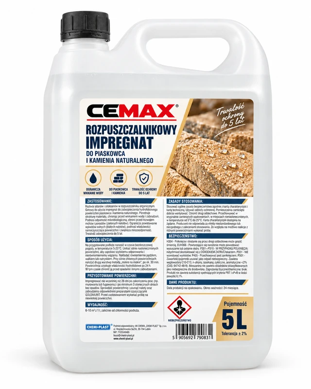 CEMAX Rozpuszczalnikowy impregnat do piaskowca i kamienia naturalnego 5L