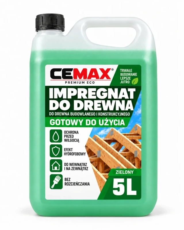 CEMAX Impregnat do drewna [ZIELONY] Gotowy do użycia 5L