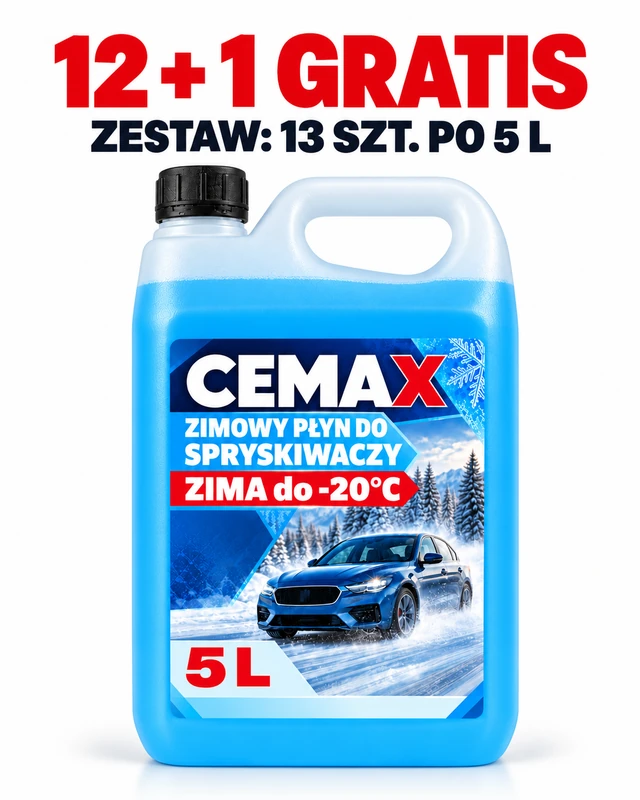 Płyn do spryskiwaczy zimowy -20st.C lejek 5L CEMAX 12szt+1GRATIS