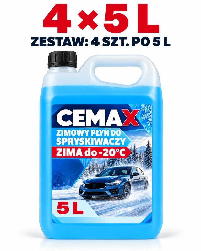 Płyn do spryskiwaczy zimowy -20st.C lejek 5L x4 CEMAX 47,80zł