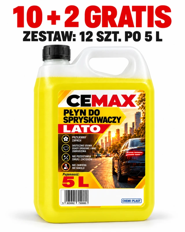 CEMAX Płyn do spryskiwaczy letni + lejek 5L 10szt+2szt GRATIS! 10,50zł
