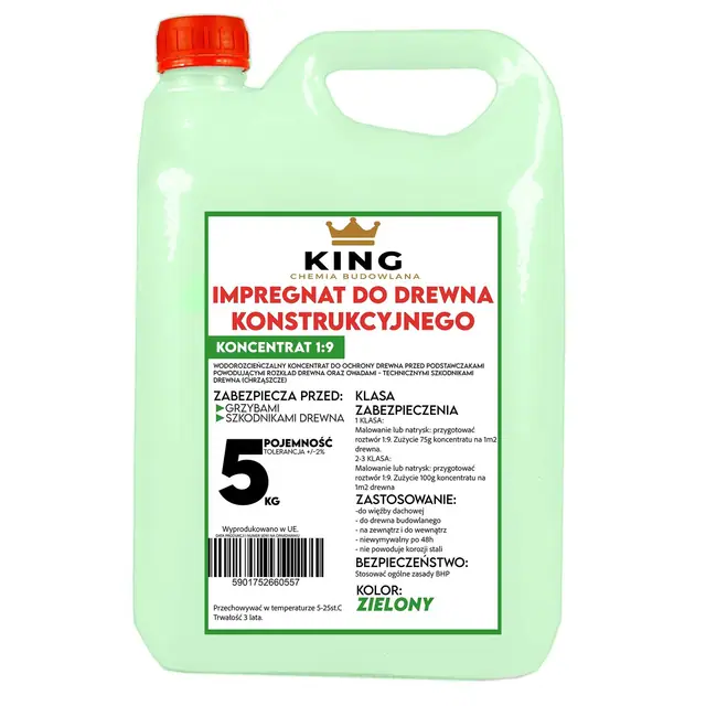 KING Impregnat do drewna budowlanego i konstrukcyjnego 1:9 5L ZIELONY